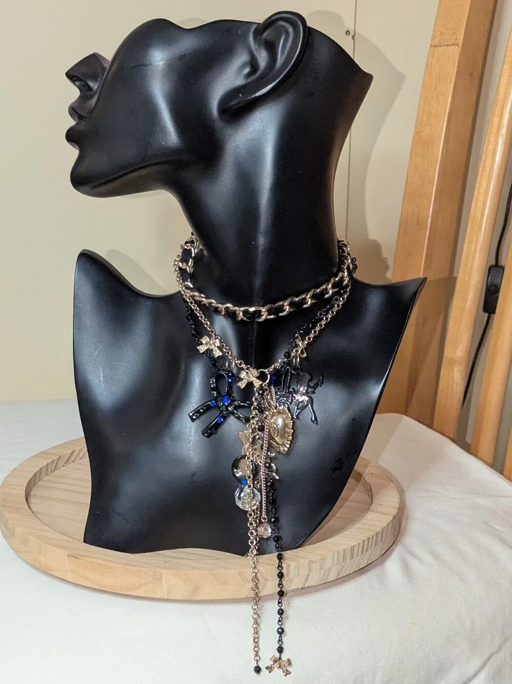 Betsey Johnson Multi-Chain Whimsigoth Fairy Heart Charm Necklace + FREE GIFT